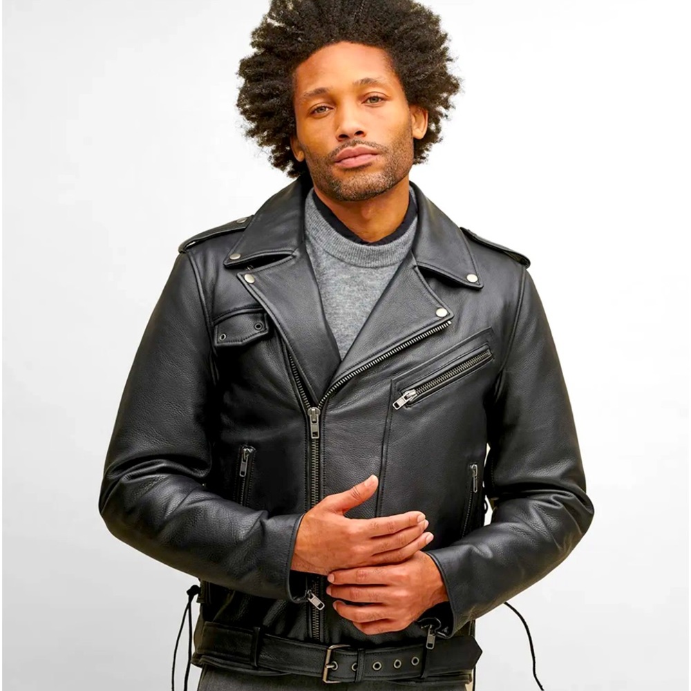 “FINN” Genuine Leather Moto Biker Jacket.